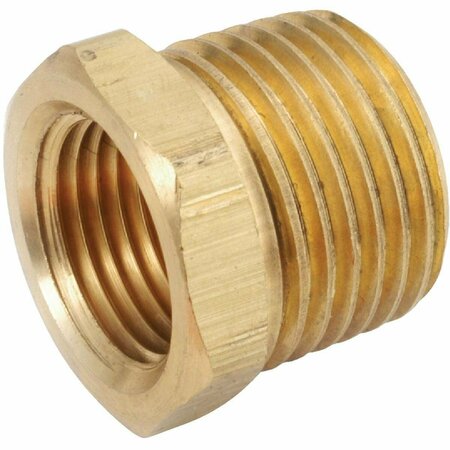 ANDERSON METALS 3/4 In. MPT x 1/2 In. FPT Yellow Brass Hex Reducing Bushing 756110-1208